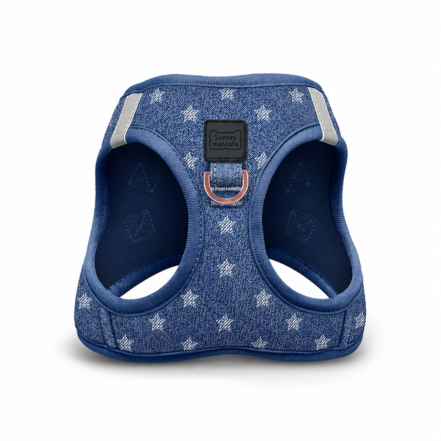 Sunraymascota Denim Fabric Star Print Odoln&yacute; Mal&yacute; pes Štěně Nastaviteln&yacute; Bez tahu Pohodln&aacute; vesta Luxusn&iacute; Postroj pro psa pro psa